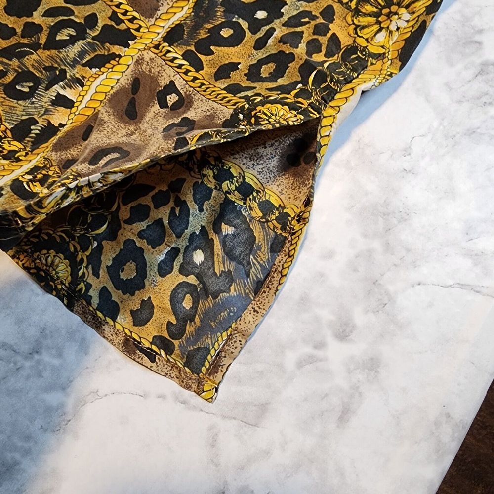 Stunt Collections Vtg Women's Leopard Animal Print‎ Silk Top Blouse Sz Large Nos - Picture 9 of 12